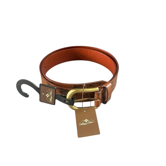 Patricia Nash Accessories - PATRICIA NASH Signature Map Vietri Leather Belt Riot Rust Brown